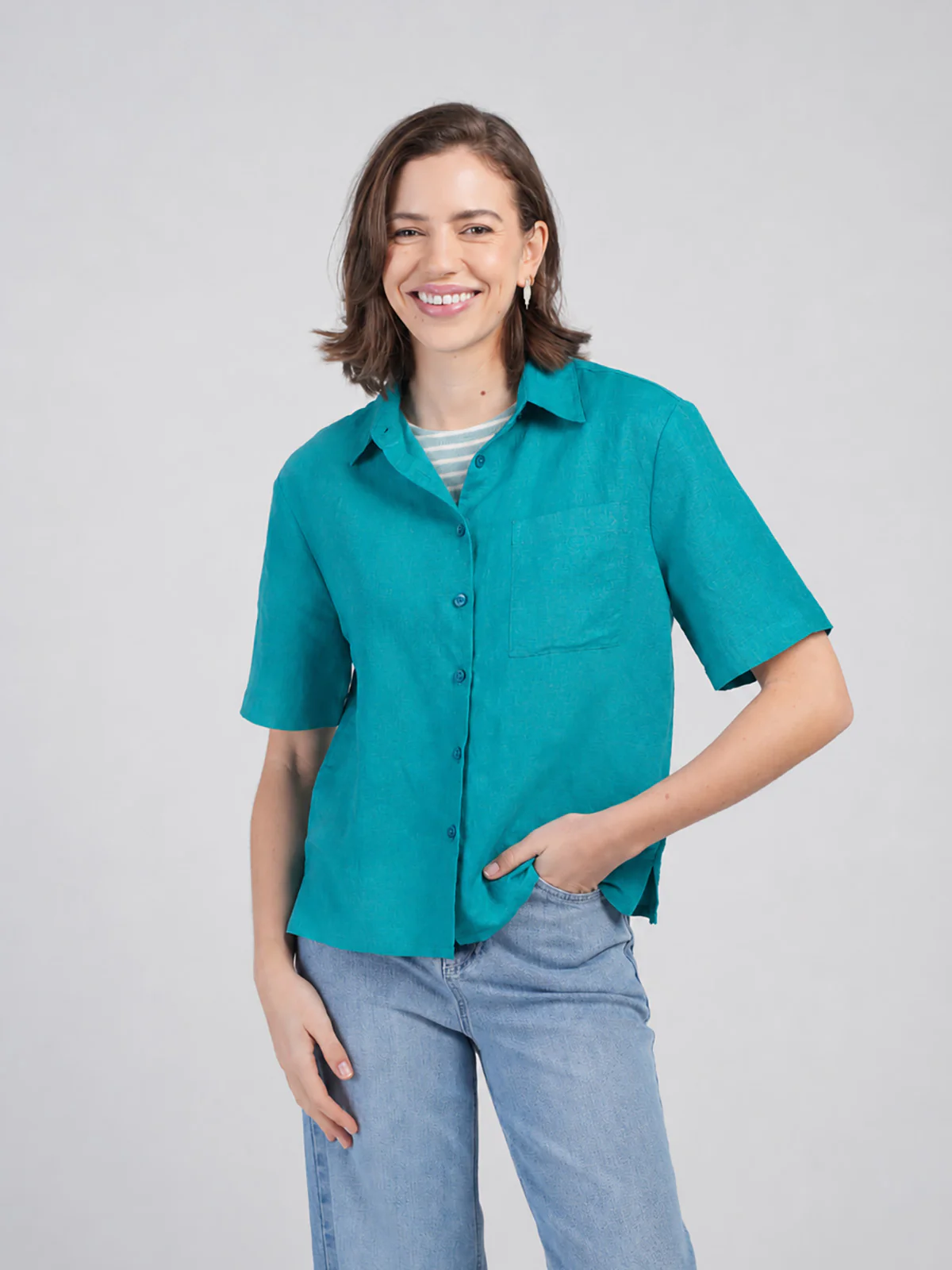 Short Sleeve Linen Shirt - Image 20