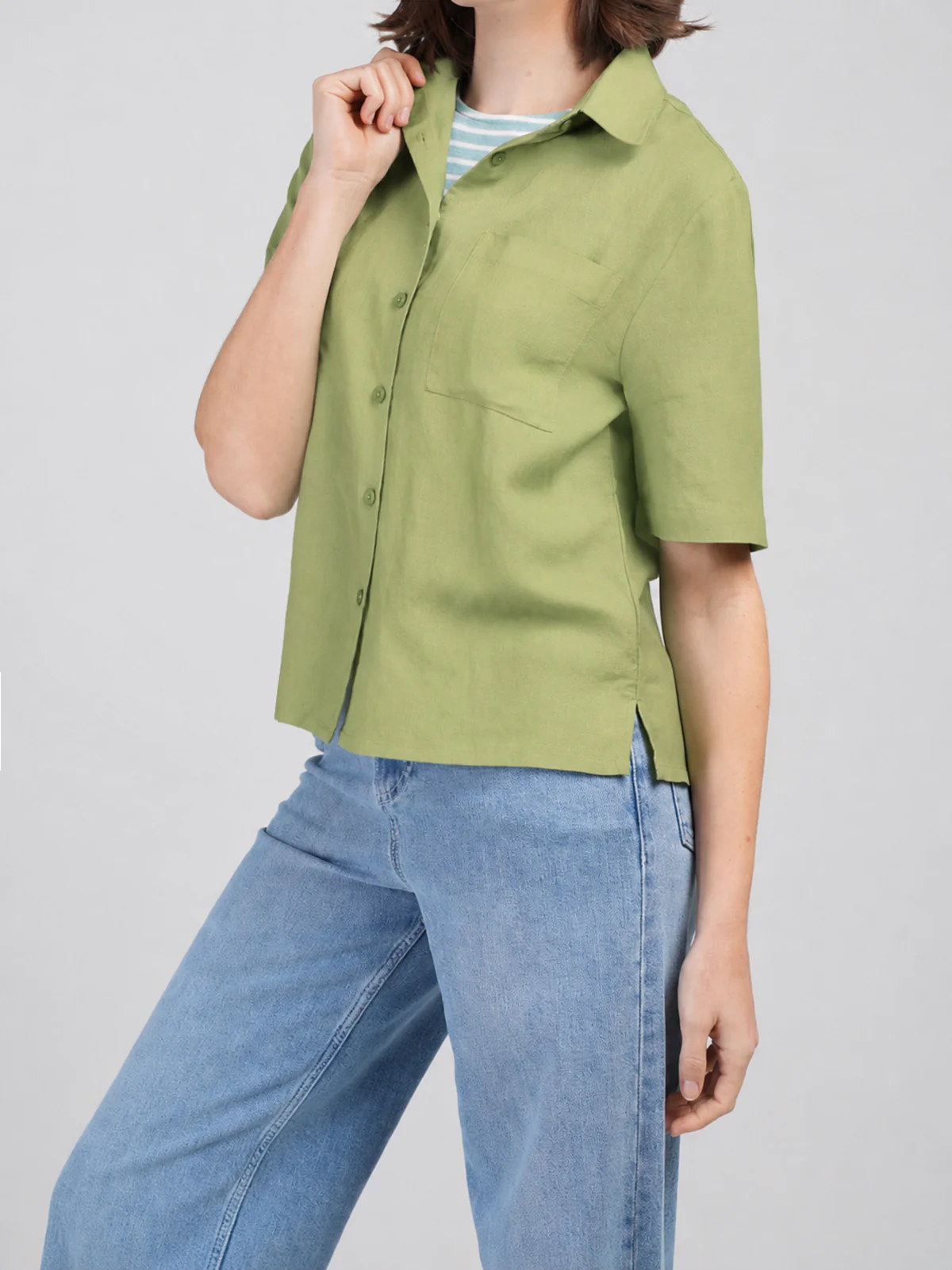 Short Sleeve Linen Shirt - Image 29