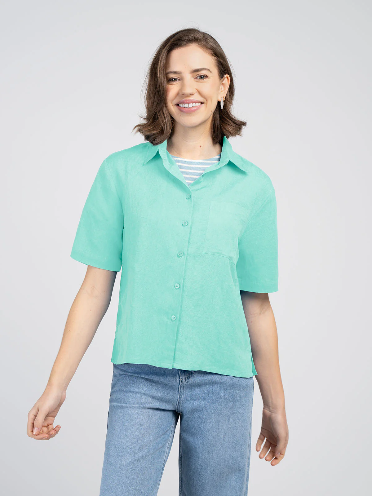 Short Sleeve Linen Shirt - Image 31