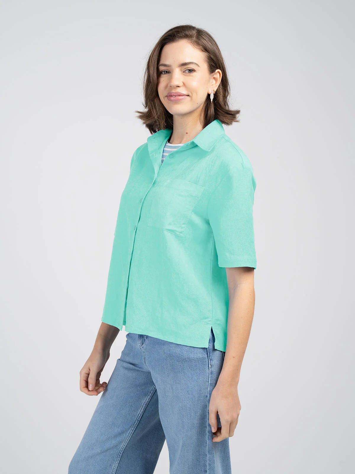Short Sleeve Linen Shirt - Image 33