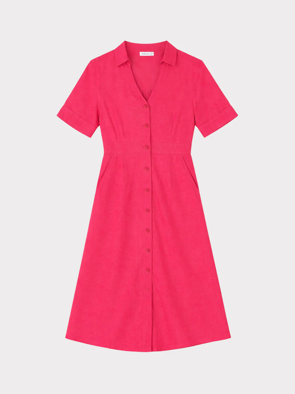 Short Sleeve Linen Shirt Dress - Image 15
