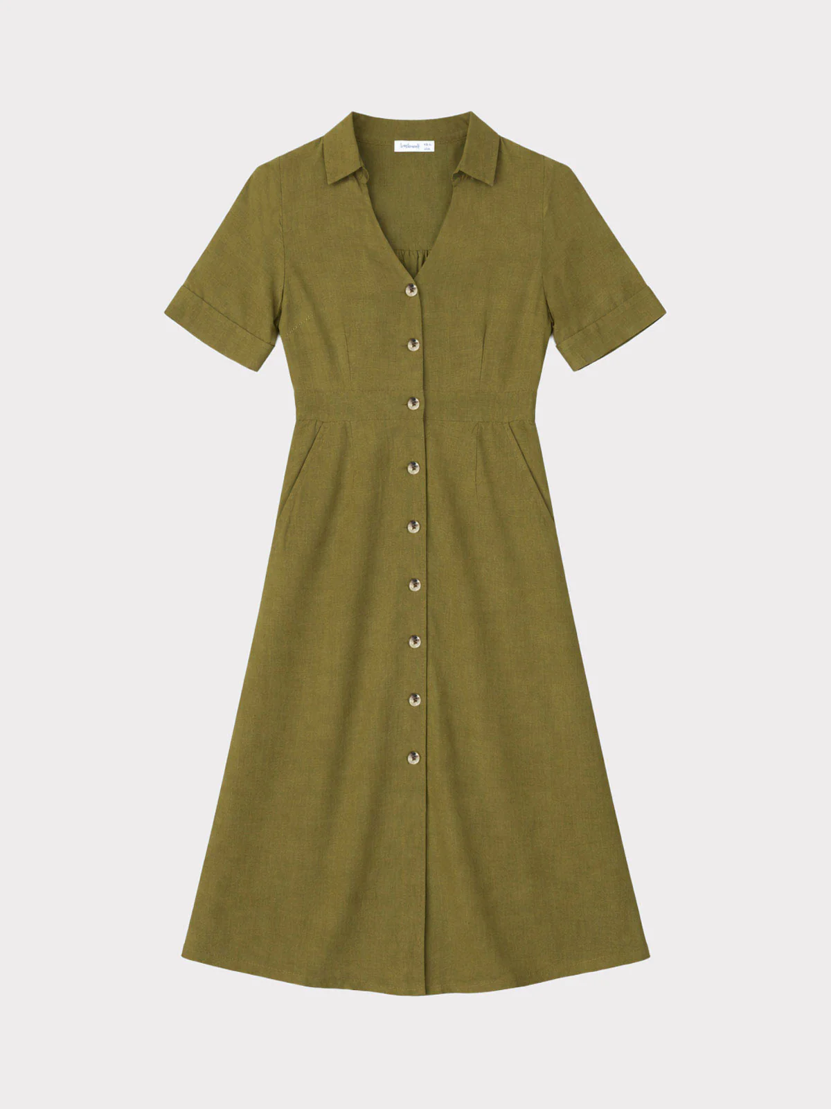 Short Sleeve Linen Shirt Dress - Image 4