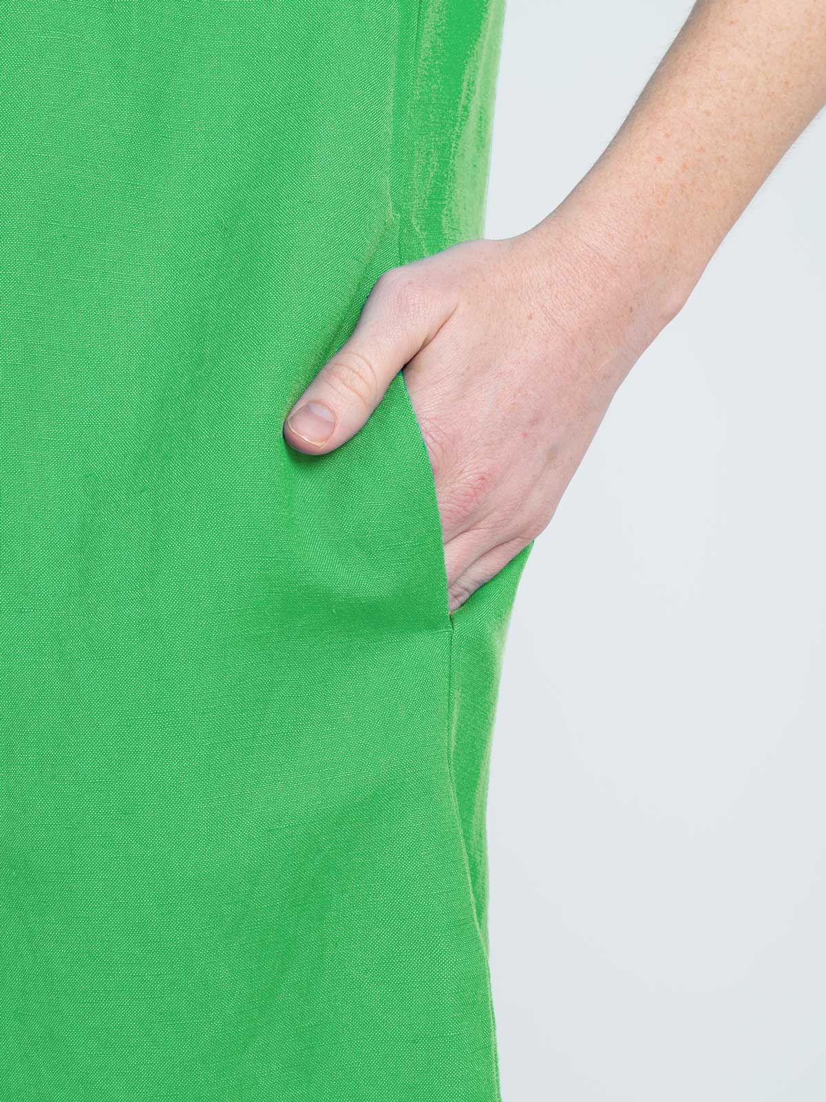 Short Sleeve Linen V Neck Dress - Image 17