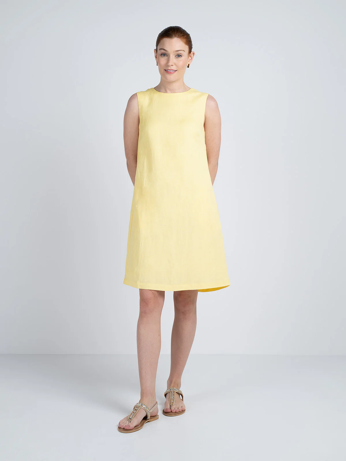 Sleeveless Linen Shift Dress - Image 15