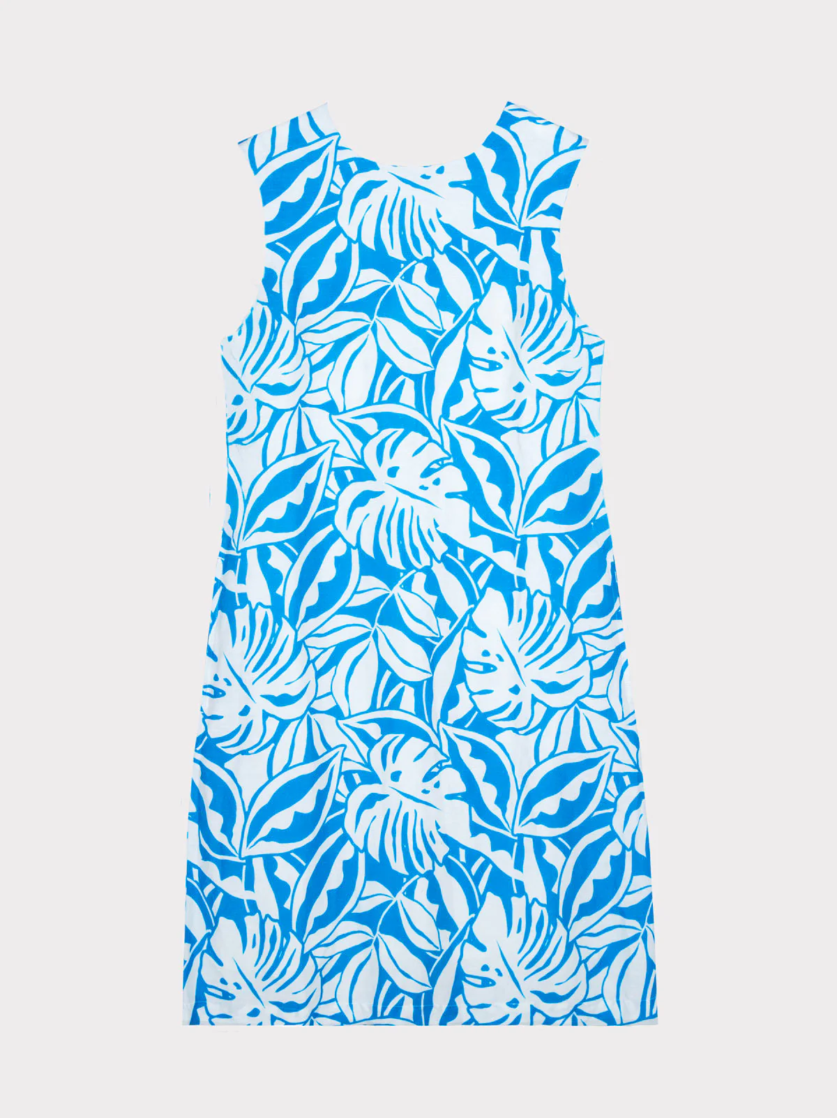 Sleeveless Printed Linen Shift Dress - Image 4