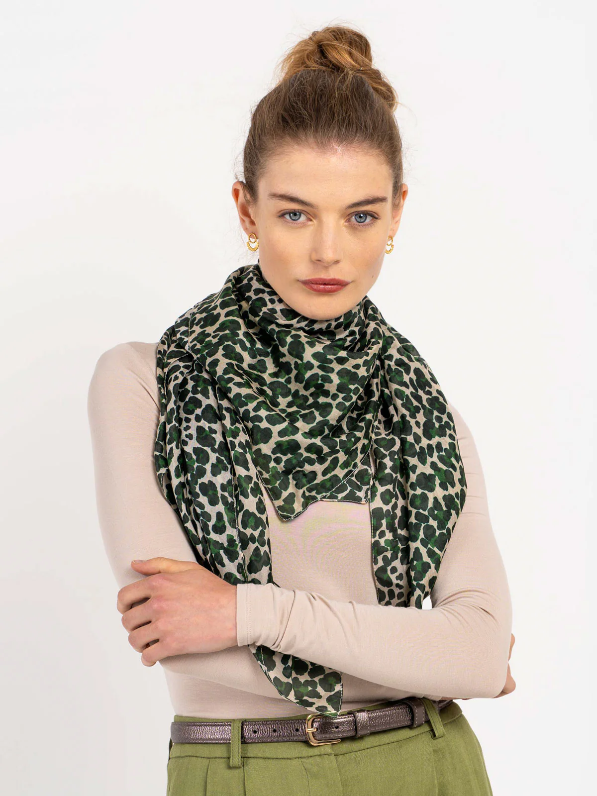 Sylvie Leopard Square Silk Scarf - Image 10