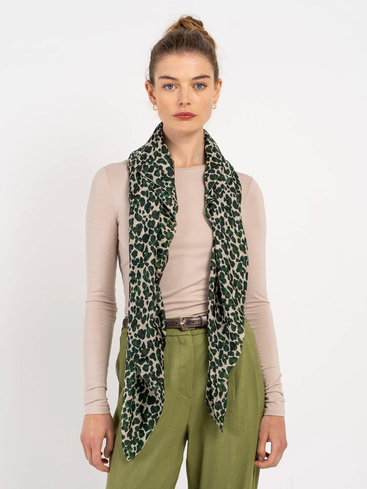Sylvie Leopard Square Silk Scarf - Image 7