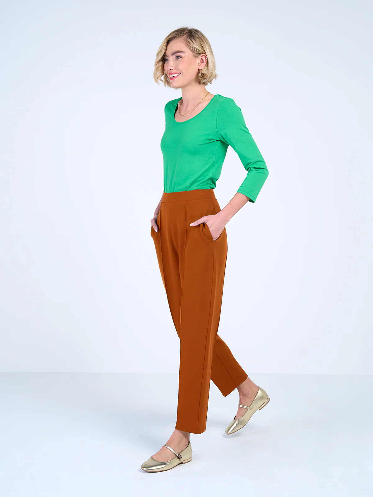 Tapered Pull On Ponte Trousers - Image 3