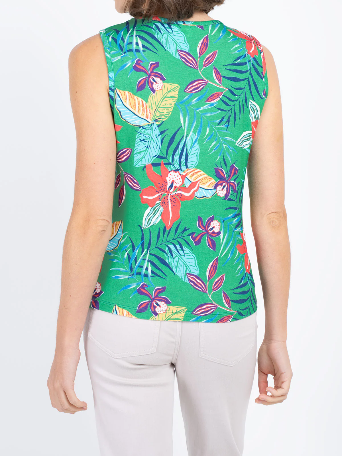 Tropical Printed Sleeveless Top - Image 15