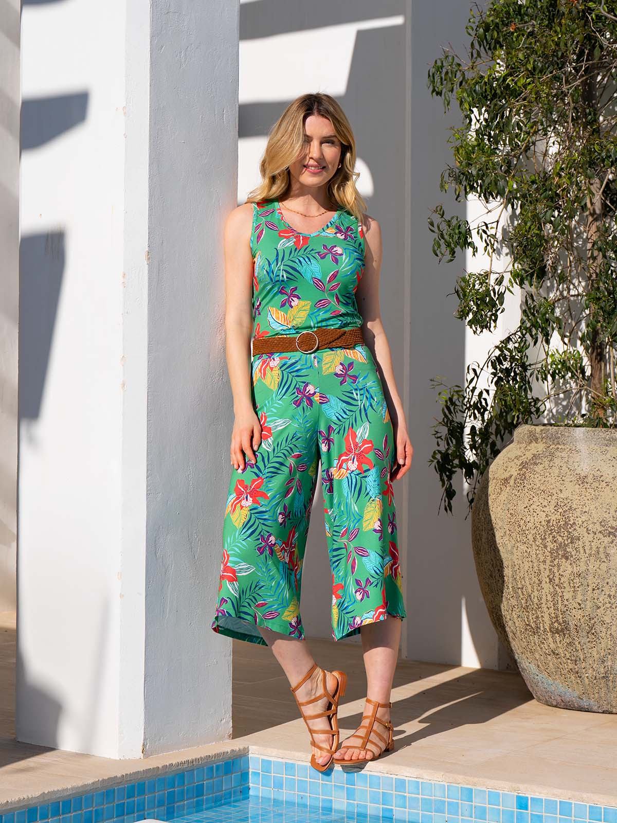 Tropical Printed Sleeveless Top - Image 20
