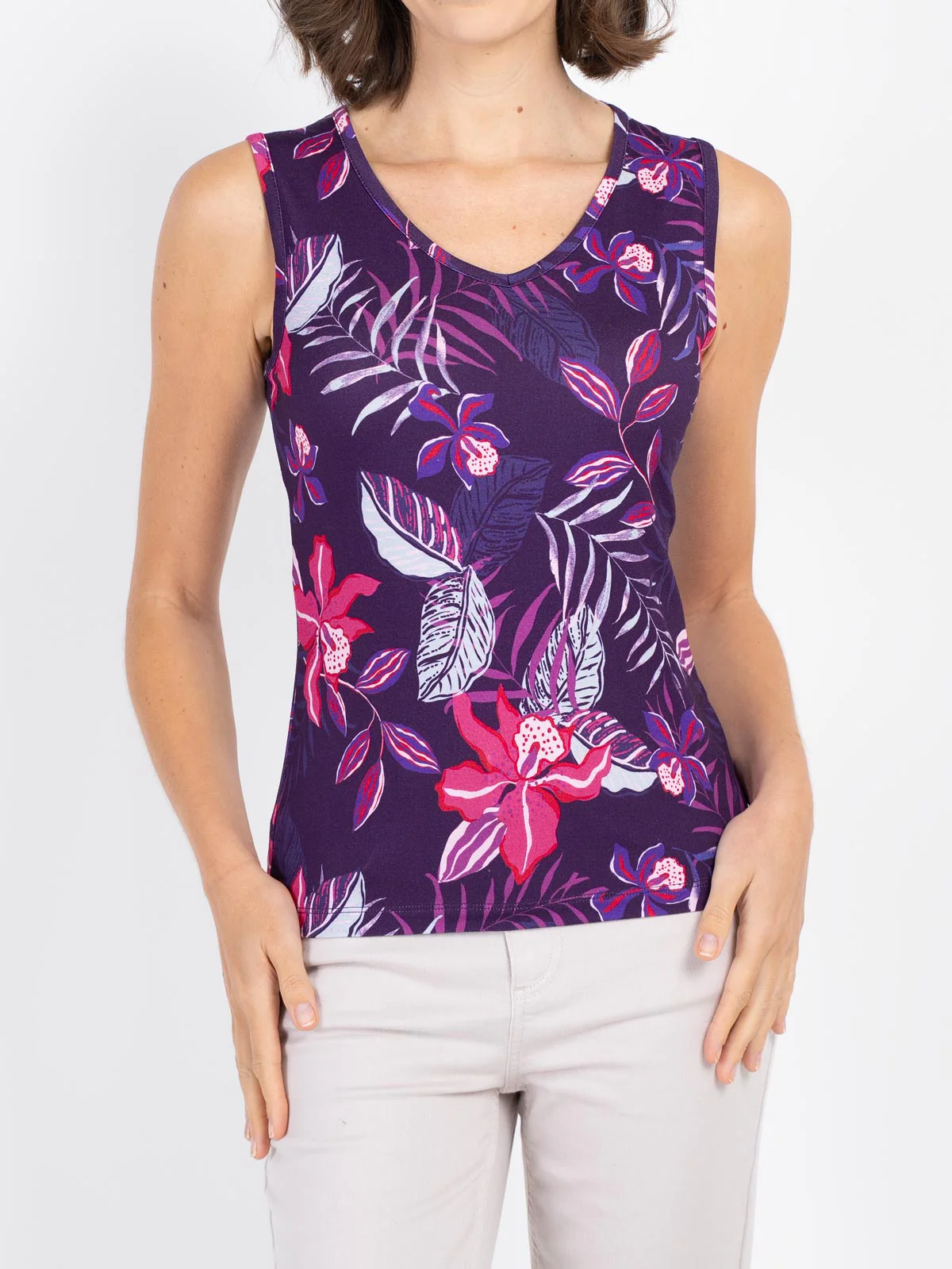 Tropical Printed Sleeveless Top - Image 7