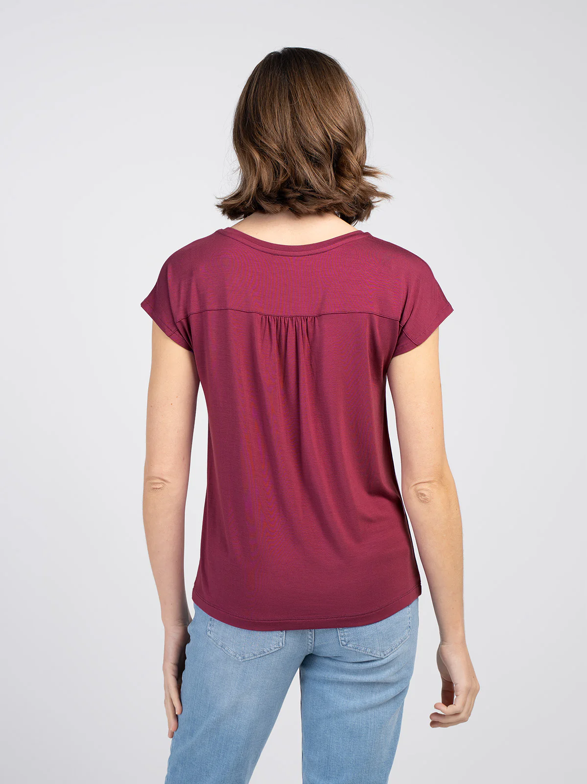 V Neck Short Sleeve Modal Top - Image 2